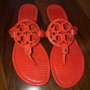 Tory Burch Miller Sandal Embossed Leather Sz 9